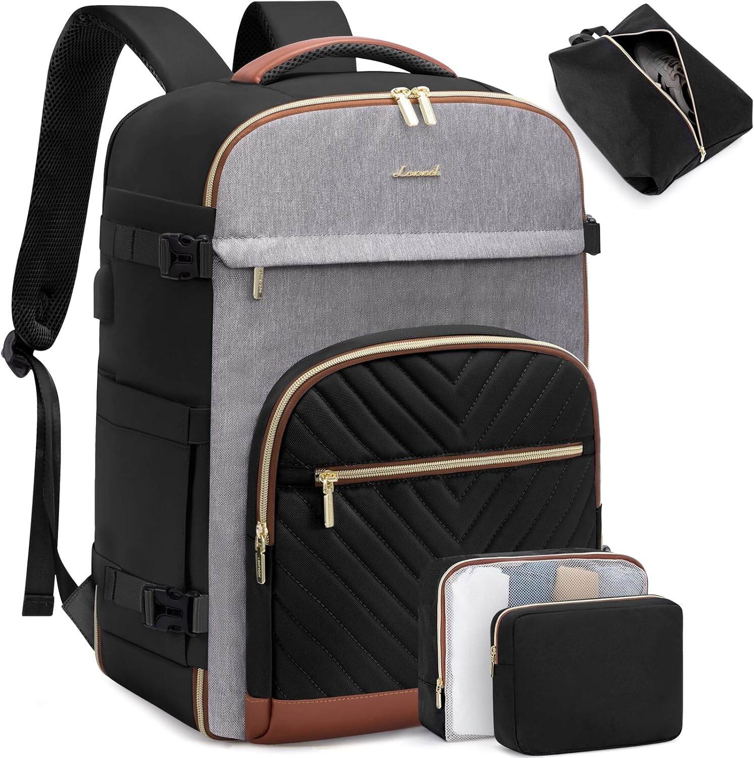 LOVEVOOK Travel Backpack for Women,40L Carry On Backpack for Airplanes,17.3 Inch Laptop Personal Item Travel Bag