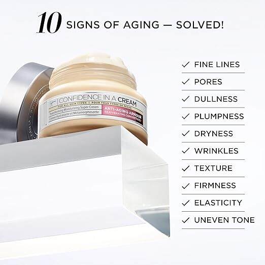 IT Cosmetics Confidence in a Cream - Hydrating & Anti Aging Face Moisturizer, Visibly Reduces Fine Lines, Wrinkles & Signs of Aging, Repairs Skin Barrier, With Squalane & Ceramides, For All Skin Types