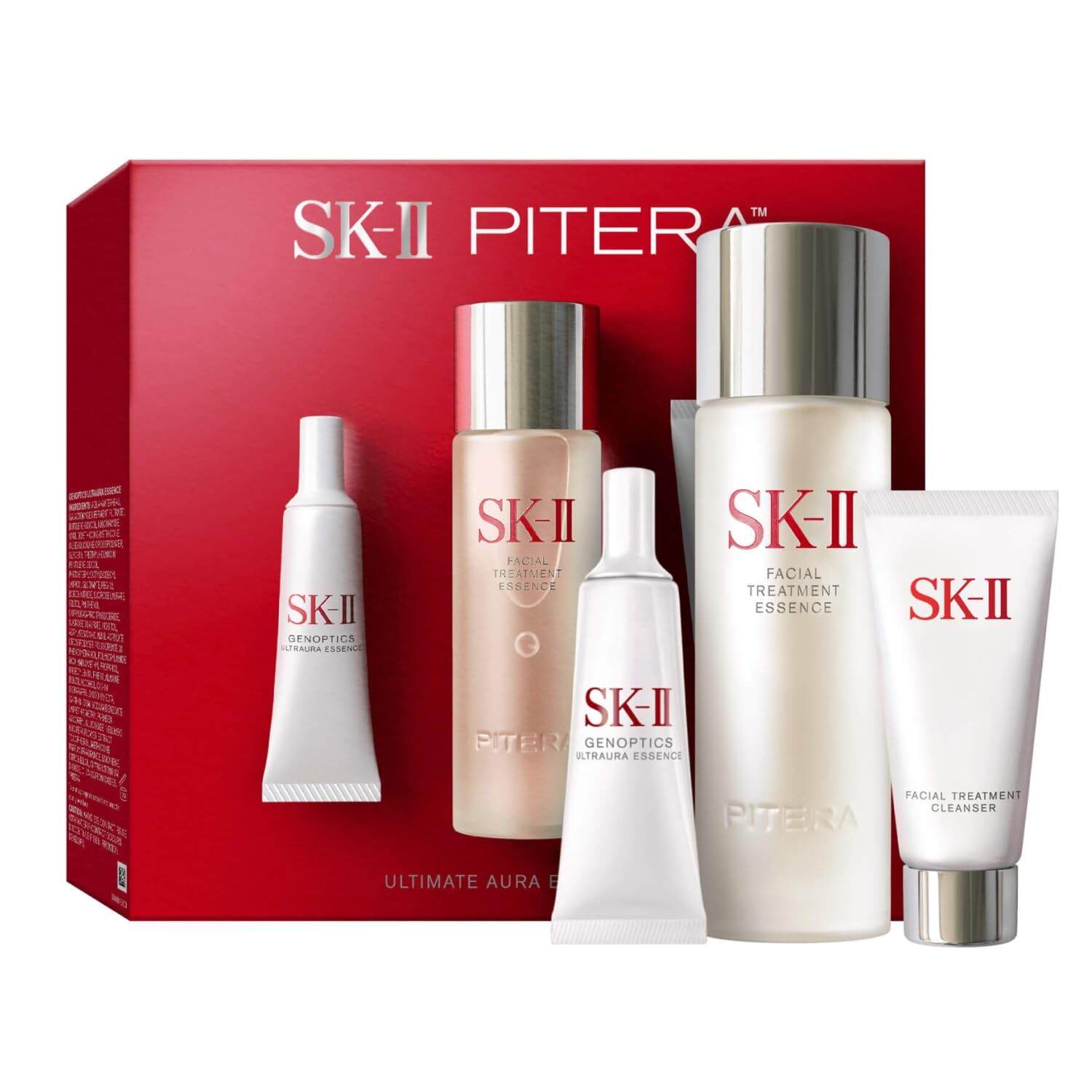 SK-II Ultimate Aura Skincare Kit - Radiance-Boosting Skincare Gift Set with Travel & Full Size Products - Kit Includes Full Size Facial Treatment Essence, Mini Cleanser & Mini Essence Serum (3 Count)