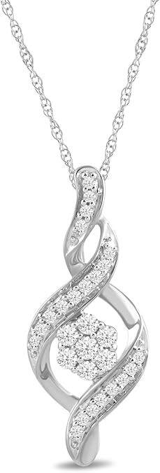 Amazon Essentials 10K Diamond Twist Pendant Necklace (1/4 cttw) (previously Amazon Collection)