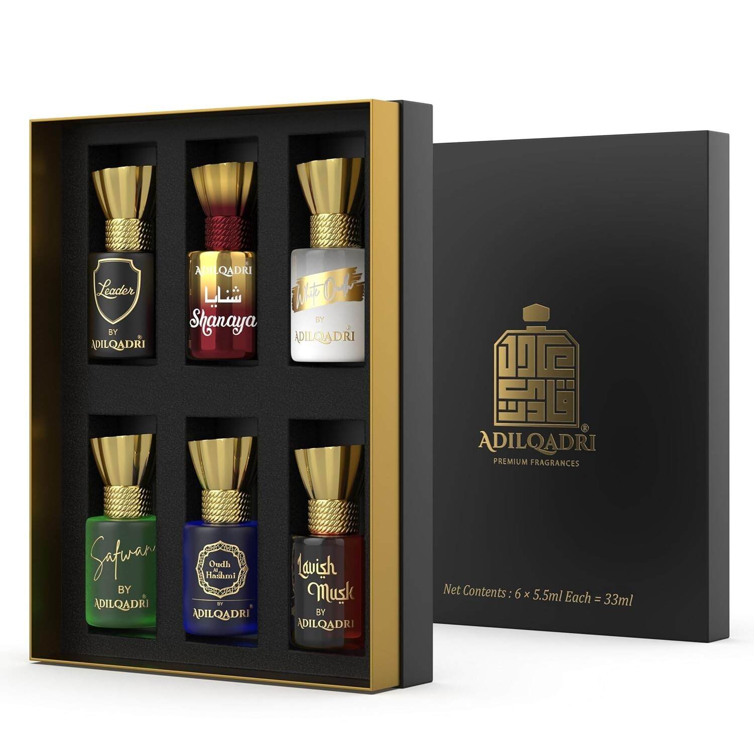 Adilqadri Assorted Luxury Alcohol Free Long Lasting Roll-on Attar Perfume Gift Set for Unisex Alcohol-free for All Occasions (6 Ml/0.2 Fl Oz Each)