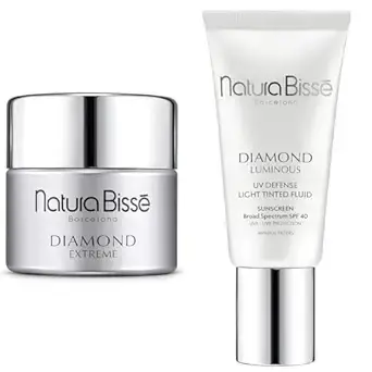 Natura Bissé Diamond Extreme 1.7 oz & Diamond Luminous Tinted SPF 40 Sunscreen Bundle, Intensive Anti-Aging Care & Sun Protection for Firm, Radiant Skin, 1.7 oz/1 oz